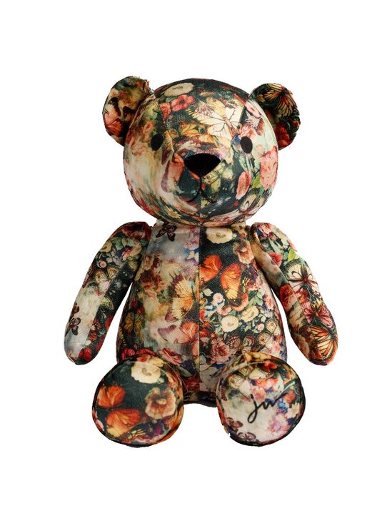 Johnny Was Mingo Plaid Embroidered Velvet Bear Stuffed Animals Blue Green NEW - Picture 5 of 5